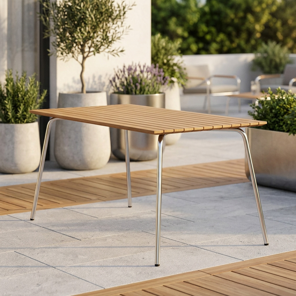 THONET S 1040 Gartentisch | 150 x 78 cm | Gestell verchromt