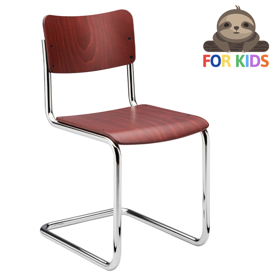 THONET Stahlrohr-Freischwinger S 43 K für Kinder - rubinrot gebeizt - Gestell verchromt