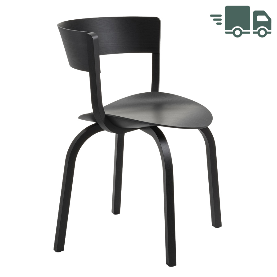 THONET 404 F Holzstuhl mit Armlehnen - Eiche schwarz gebeizt