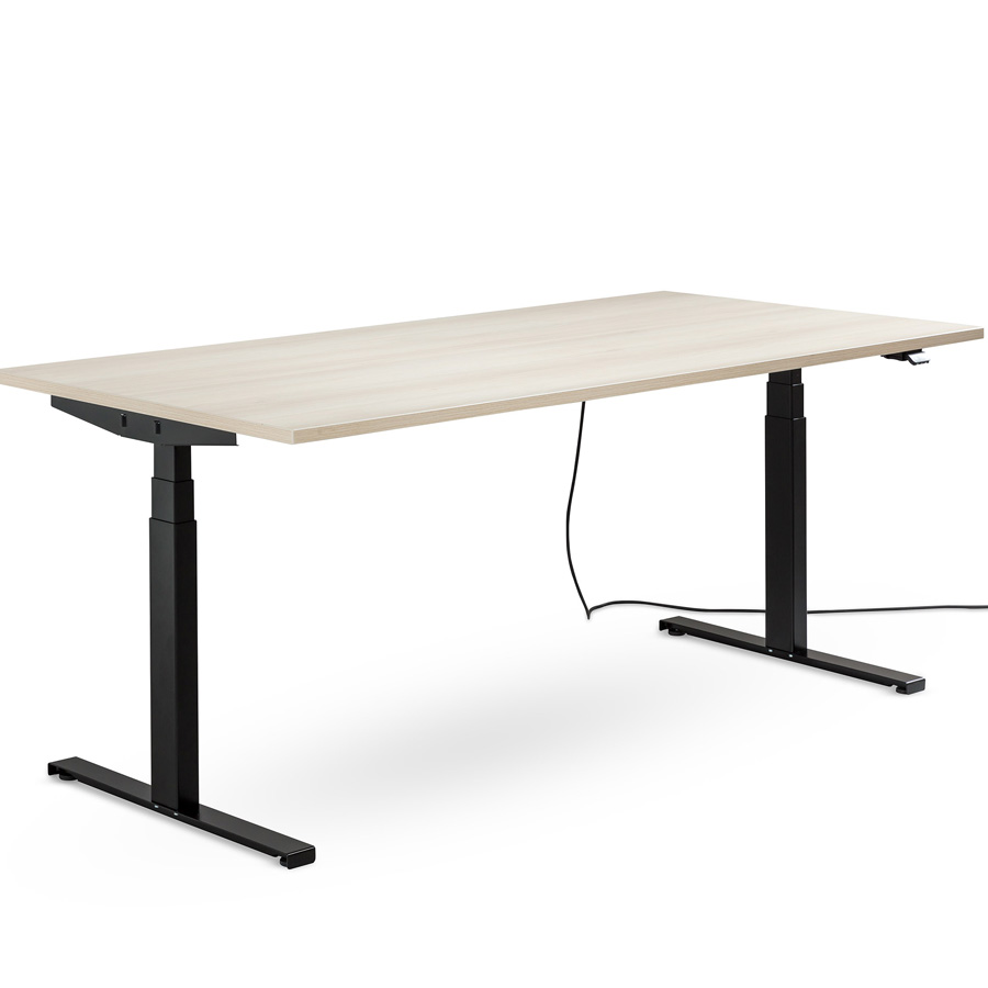 Schreibtisch NewWORK  elektrisch höhenverstellbar - Gestell schwarz - Platte Lakeland Akazie