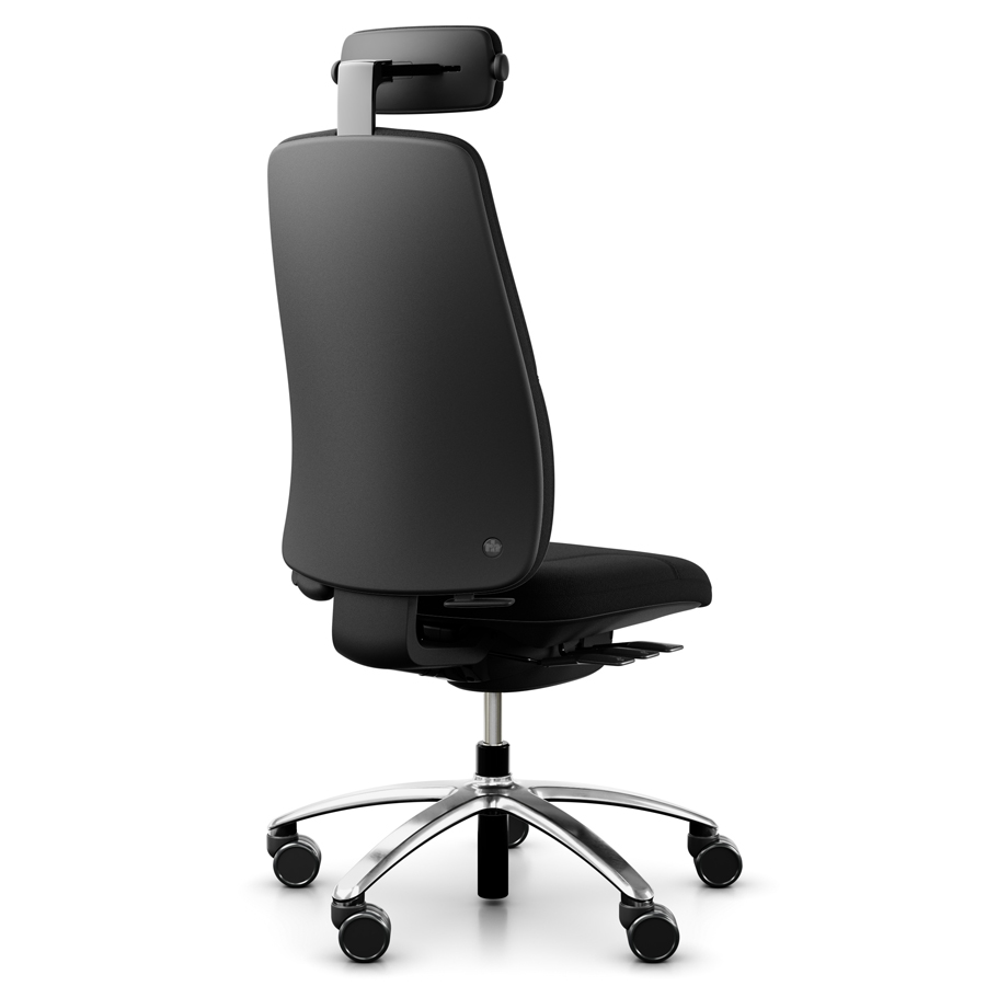 rh Logik 220 black | Bezug Cura schwarz | Fußkreuz Alu poliert