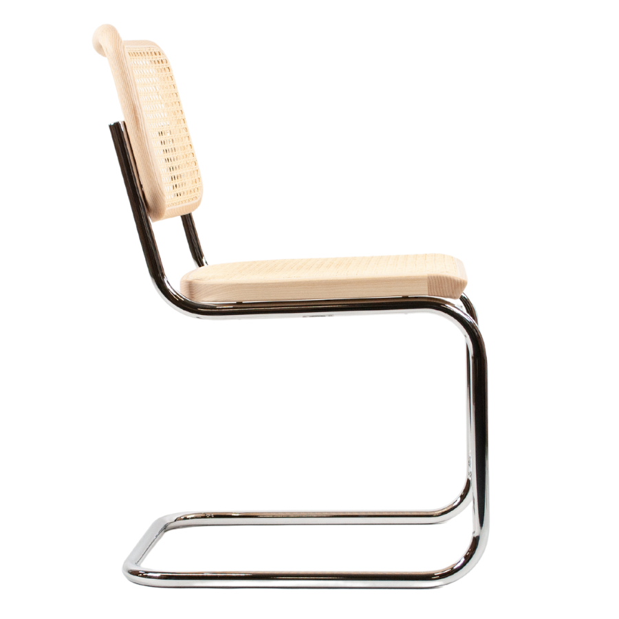THONET Stahlrohr-Freischwinger S 32 V Rohrgeflecht-Sitz Esche Pure Materials - Seitenansicht
