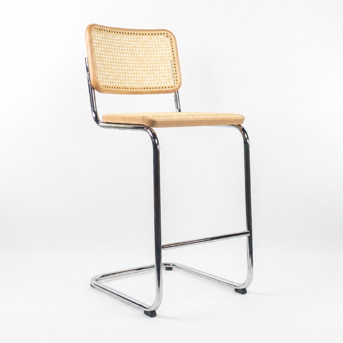 THONET S 32 VH Barhocker | Buche natur gebeizt | Rohrgeflecht-Sitz | Gestell verchromt