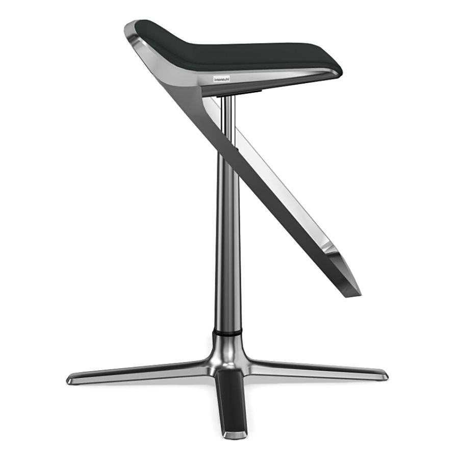 Interstuhl KINETICis5 710K Barhocker mit Fußraste Gestell silber Sitz schwarz - Seitenansicht