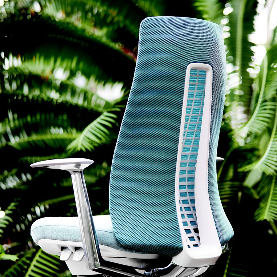 HAWORTH Fern Bürodrehstuhl blau mit Netzrücken