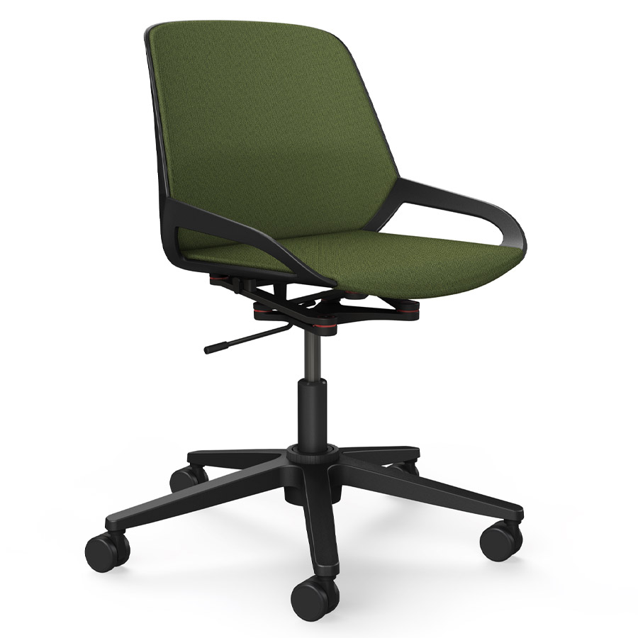 Aeris Numo Task schwarz - Fußkreuz mit Rollen - Sitz- u. Rückenpolster Cura farngrün