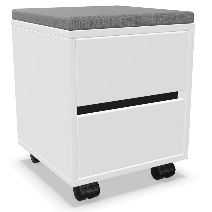 Palmberg Rollcontainer/Sitzhocker FIFFI weiß mit Sitzkissen