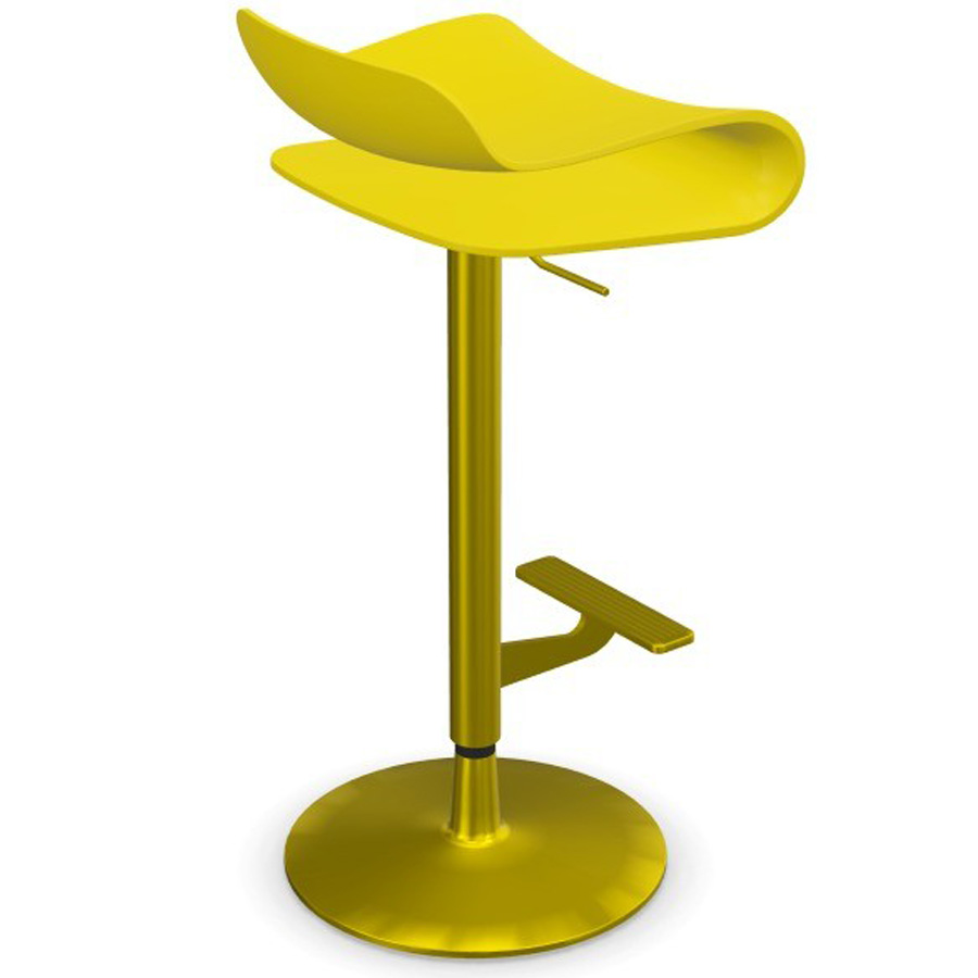 Kristalia BCN Barhocker gelbgrün höhenverstellbar Gestell lackiert