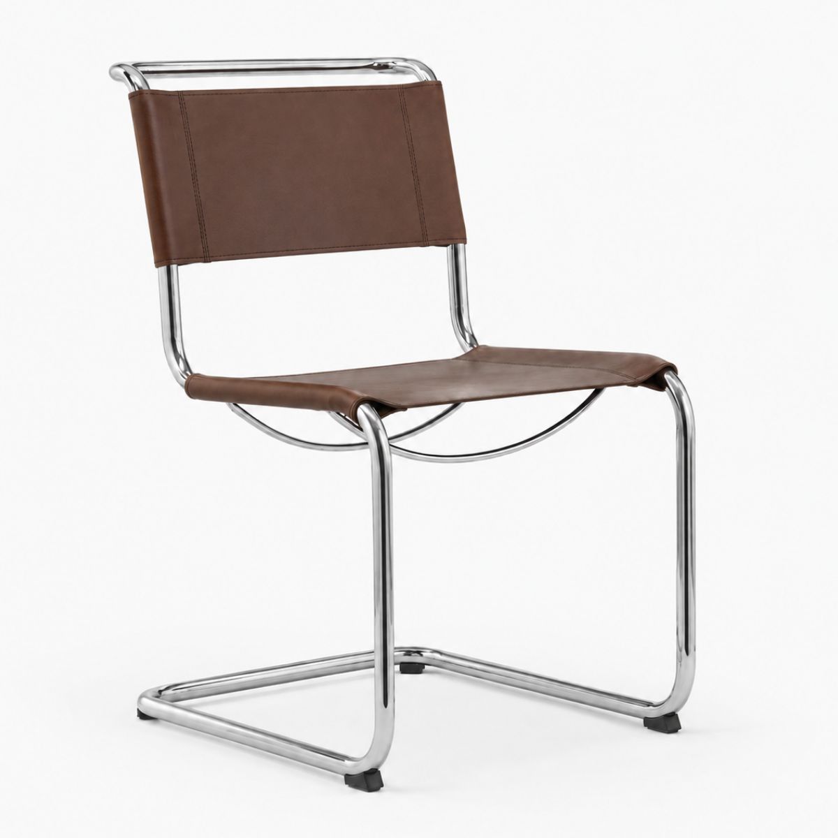 THONET Stahlrohr-Freischwinger S 33 | Sitz und Rücken Kernleder schokobraun | Gestell chrom