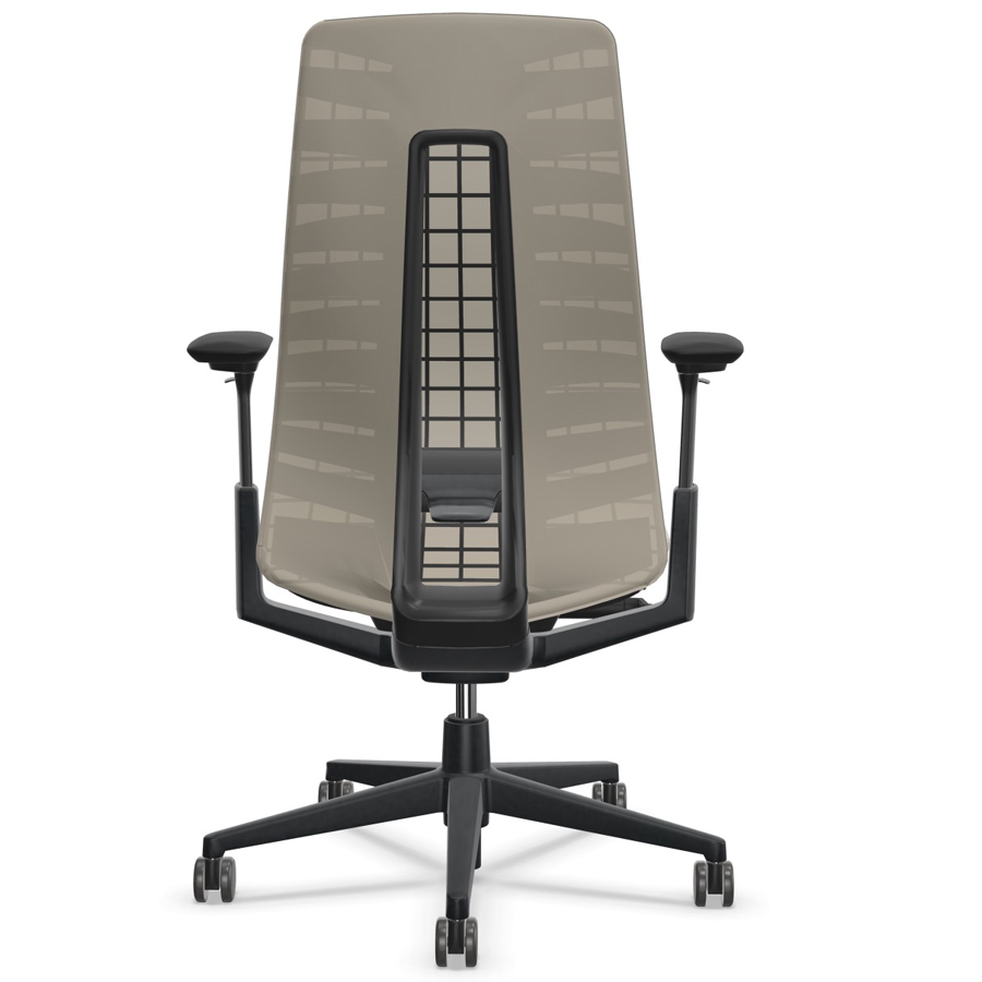 HAWORTH Fern Bürodrehstuhl braun mit Netzrücken - Gestell schwarz von hinten