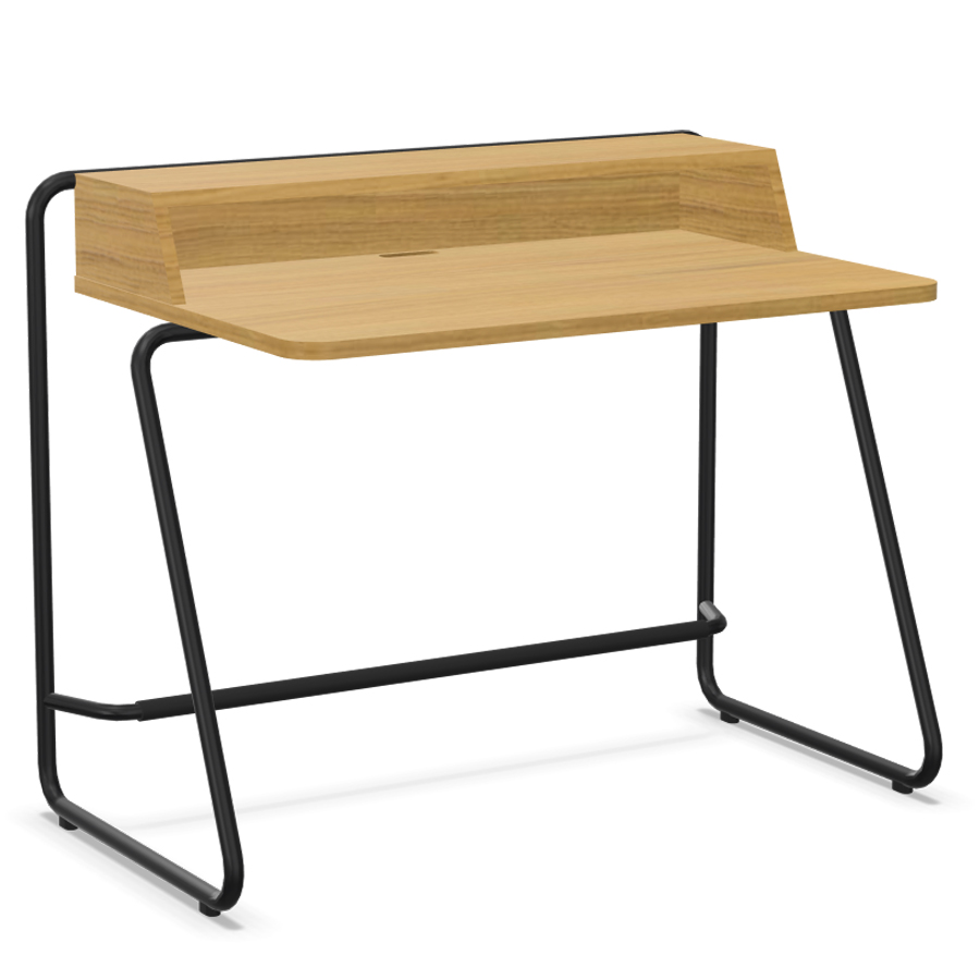 THONET Stahlrohr Schreibtisch S 1200 Edelholz Eiche klar lackiert - Gestell schwarz