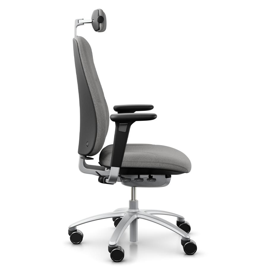 rh Logik 220 silver | Nackenstütze | Bezug Cura grau | Fußkreuz Alu silber