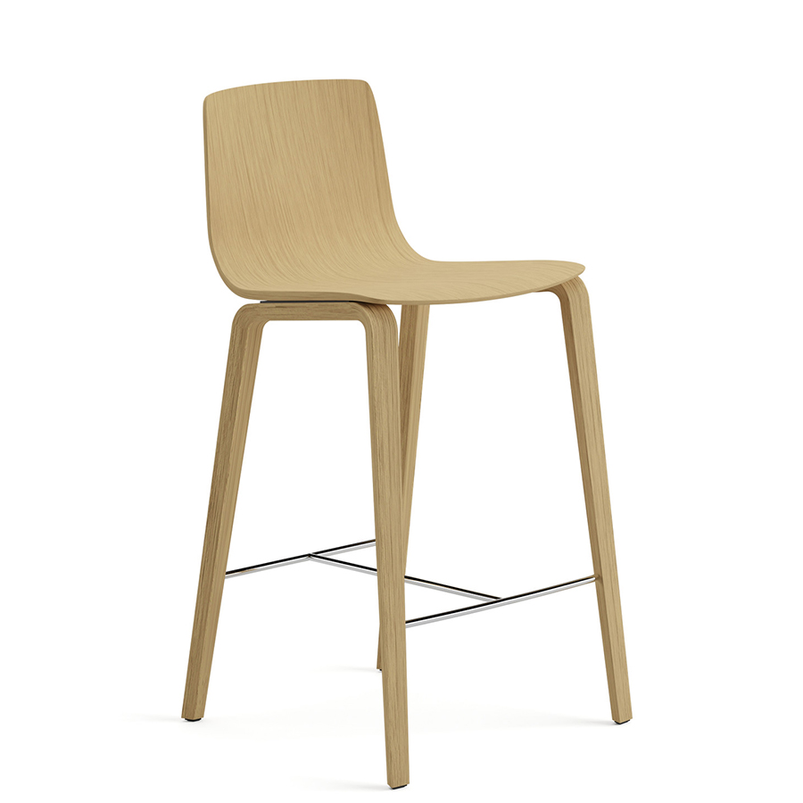 Arper Aava 02 Barhocker aus Holz Sitzschale und Gestell Eiche natur Sitzhöhe 66 cm