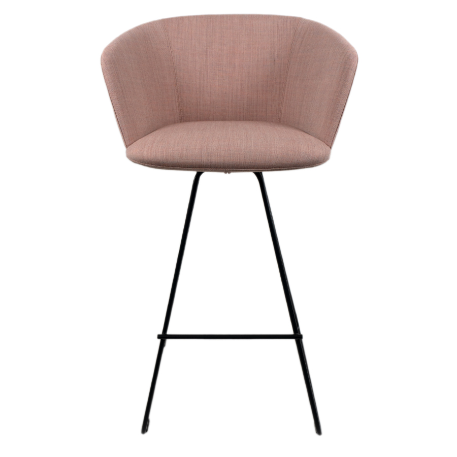 lapalma GLOVE Barhocker gepolstert mit Kufengestell | Bezug Canvas altrosa | Gestell schwarz | Front