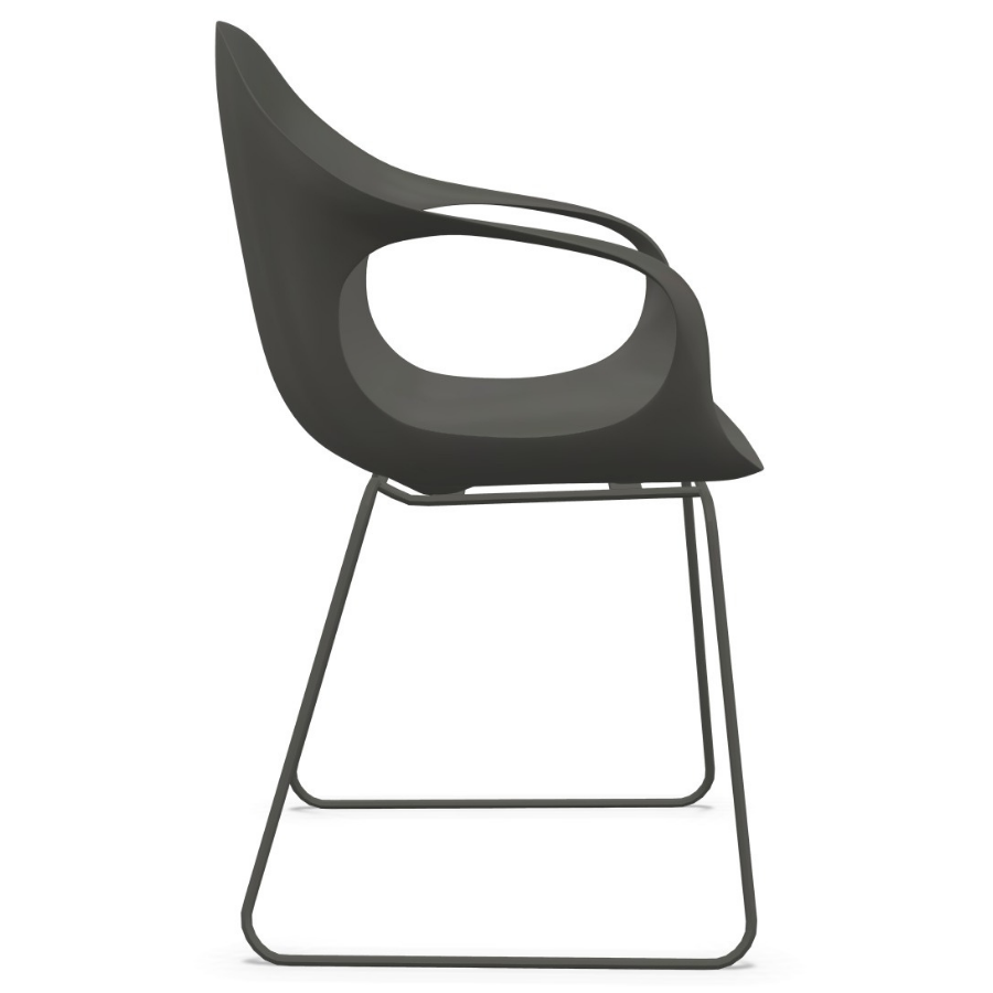 Kristalia ELEPHANT Stuhl grau mit Kufengestell grau - Seitenansicht