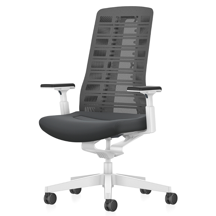 Interstuhl PUREis3 PU21C Bürostuhl mit Netzrücken weiß grau