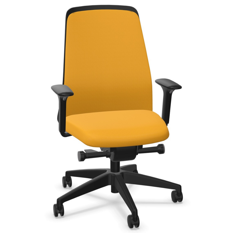 Interstuhl EVERYis1 (EV311) Bürostuhl schwarz mit Chillback Rückenlehne Farbe maisgelb