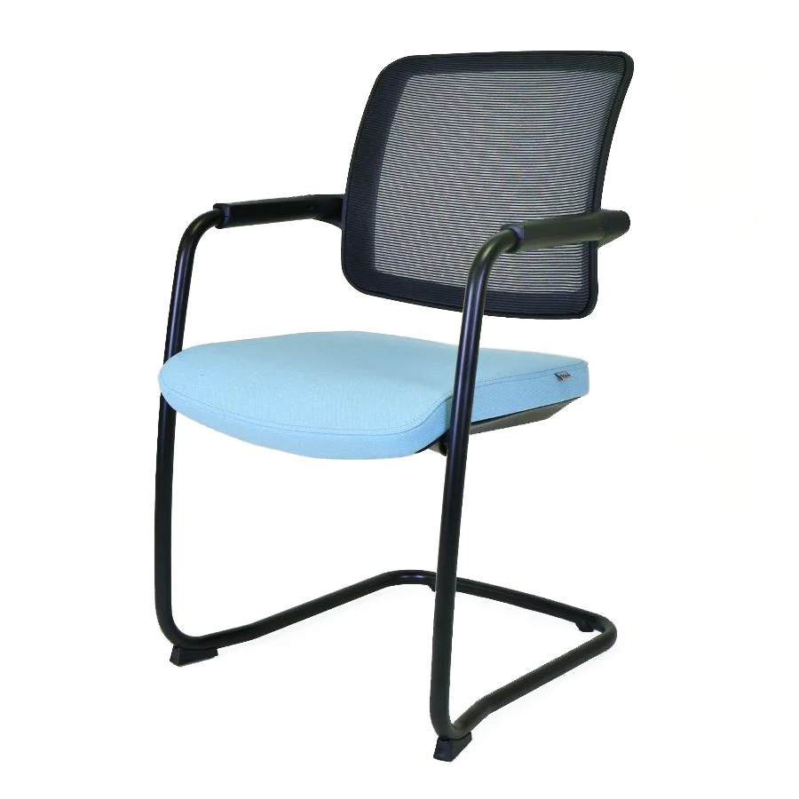 Rim FLEXi FX1161 Freischwinger Konferenzstuhl Kunststoffteile schwarz, Netzrücken anthrazit, Stoff Era 2048 blau, Gestell schwarz