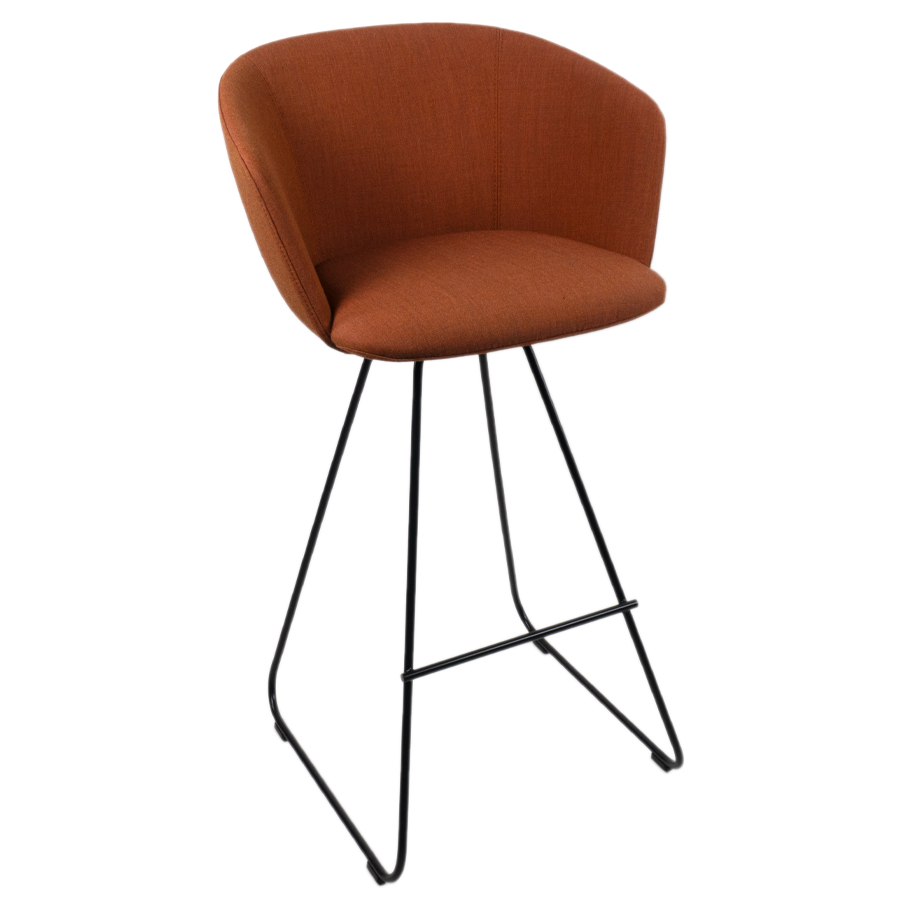 lapalma GLOVE Barhocker gepolstert mit Kufengestell | Bezug Canvas rostrot | Gestell schwarz