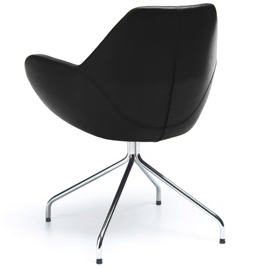 Profim Fan mit Spinnenfuß in Chrom mit Leder schwarz Rückansicht