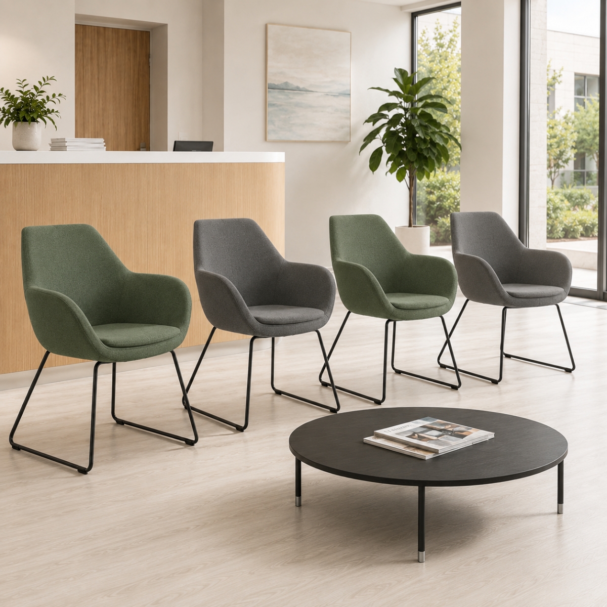 Profim Fan 10V mit Kufengestell Filzstoff Synergy dunkelgrün