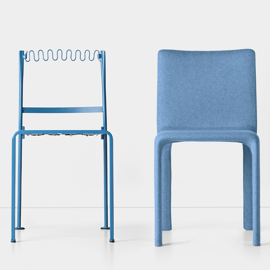 Kristalia Joko Stuhl gepolstert in Stoff Kvadrat Divina Melange 3 Hellblau 0731