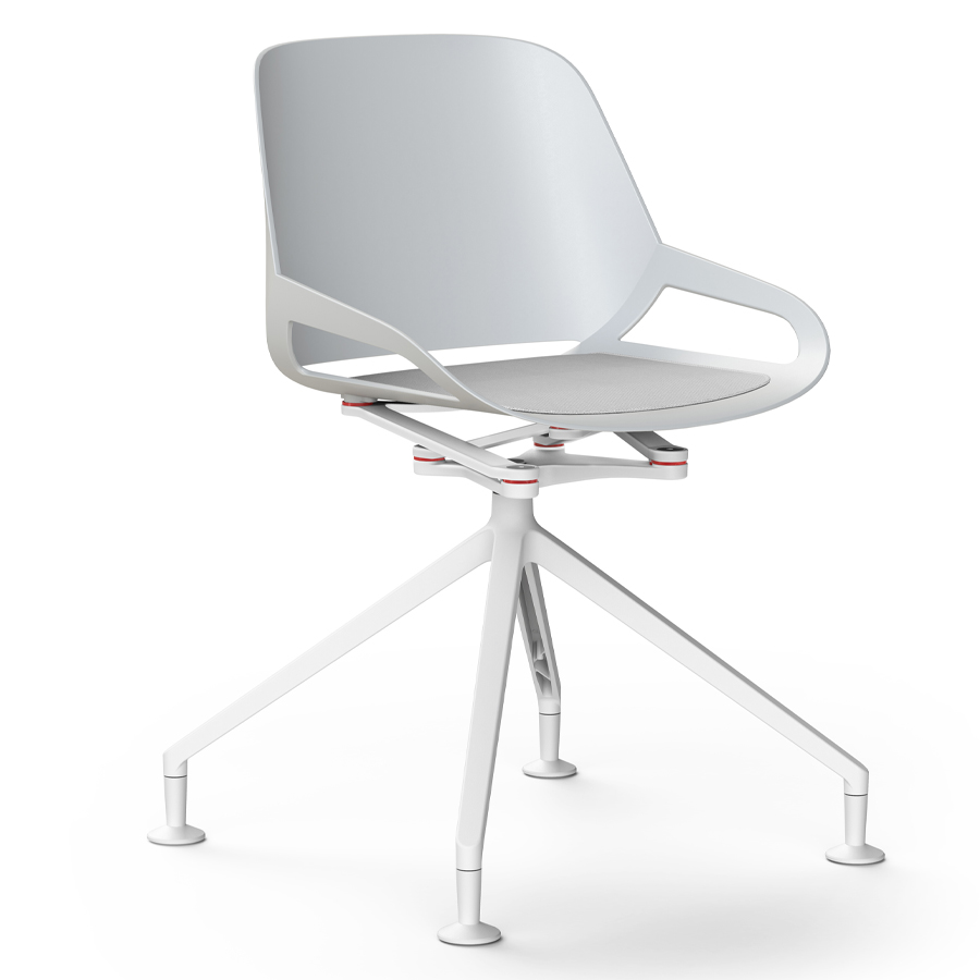 Aeris Numo Fußkreuz weiß mit Gleiter - Sitzschale u. Kinematik weiß - Sitzkissen grau