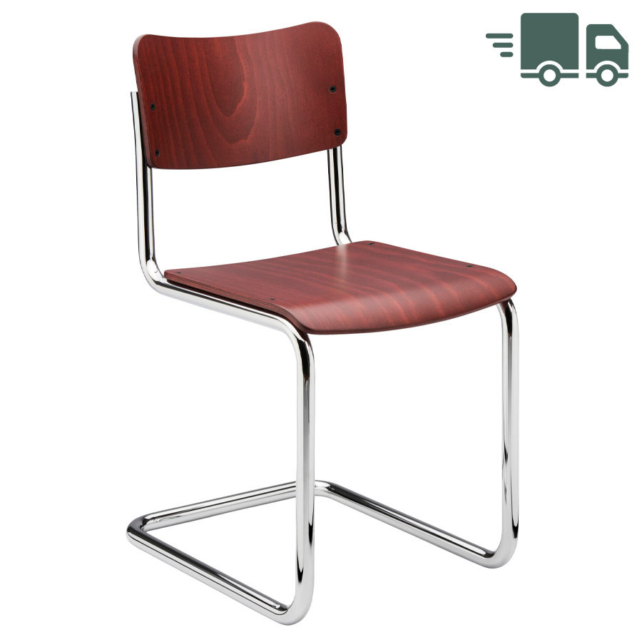 THONET Stahlrohr-Freischwinger S 43 K für Kinder - rubinrot gebeizt - Gestell verchromt