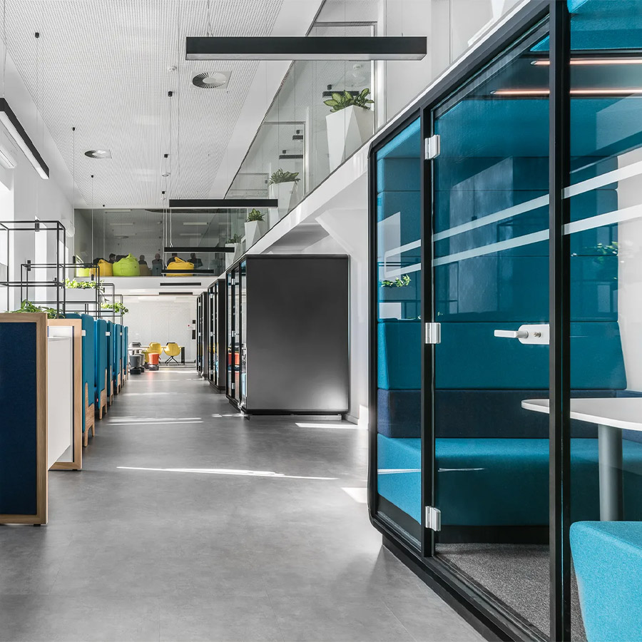 Hushoffice Hushmeet Akustikbox konfigurierbar in Petrus Duck und Denim