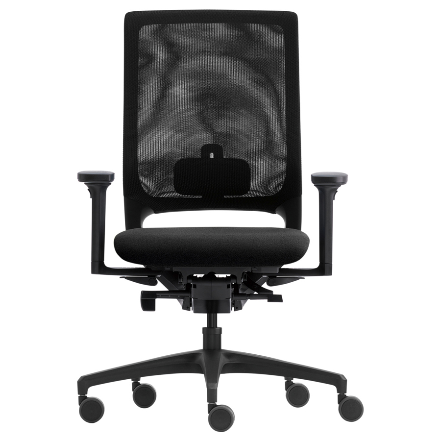 Klöber Mera 84 schwarz mit Netzrücken - Frontansicht