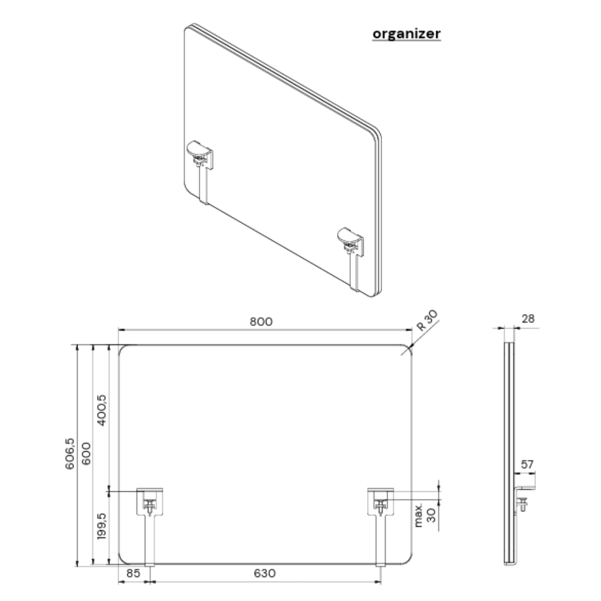 Abmessungen- Organizer