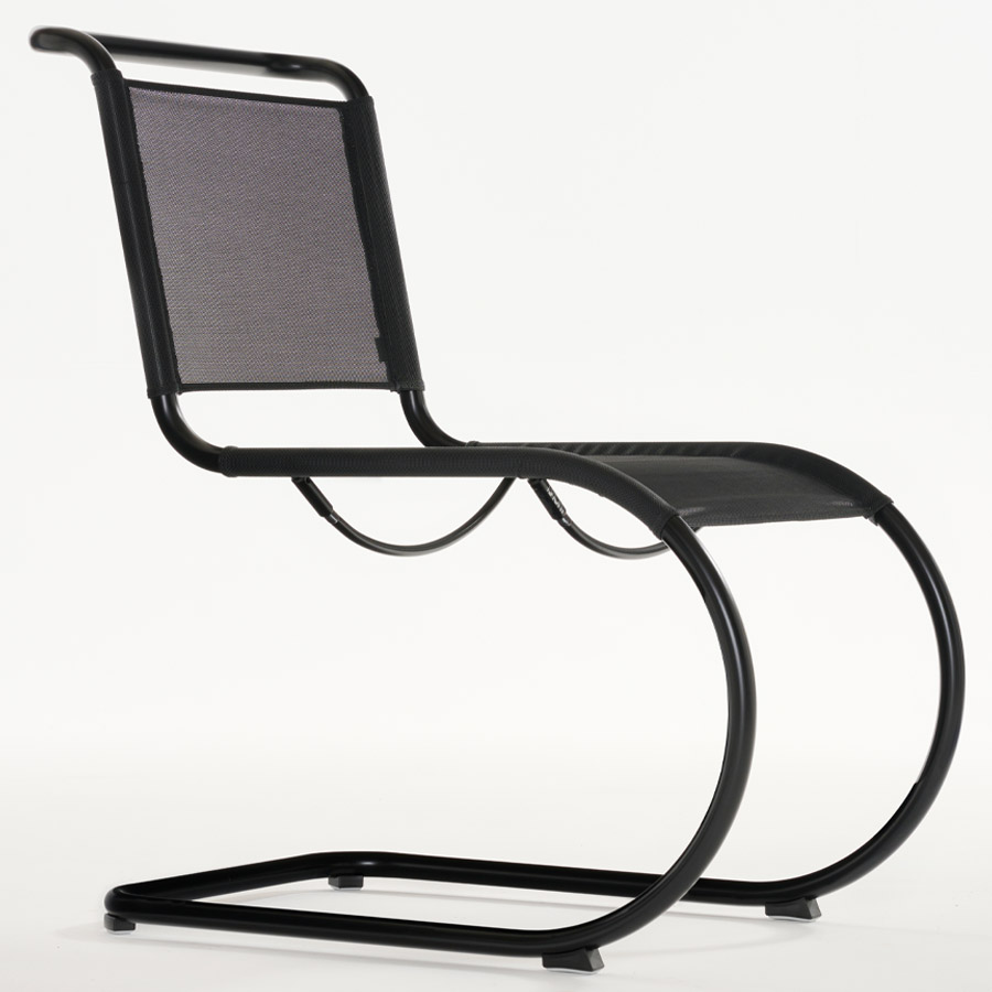 THONET Stahlrohr-Freischwinger S 533 N Outdoor | Netzbespannung und Gestell schwarz