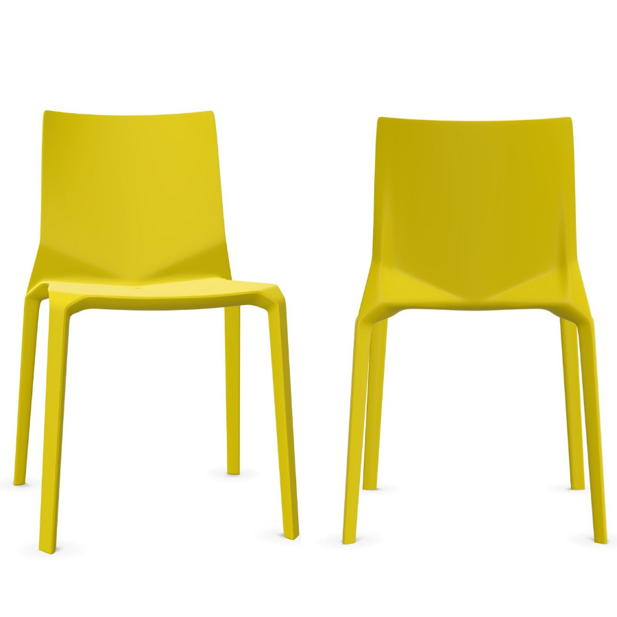 Kristalia PLANA Stuhl mit Vierfußgestell - gelb
