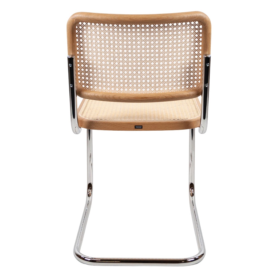 THONET Stahlrohr-Freischwinger S 32 V Rohrgeflecht-Sitz Eiche Pure Materials - Rückansicht