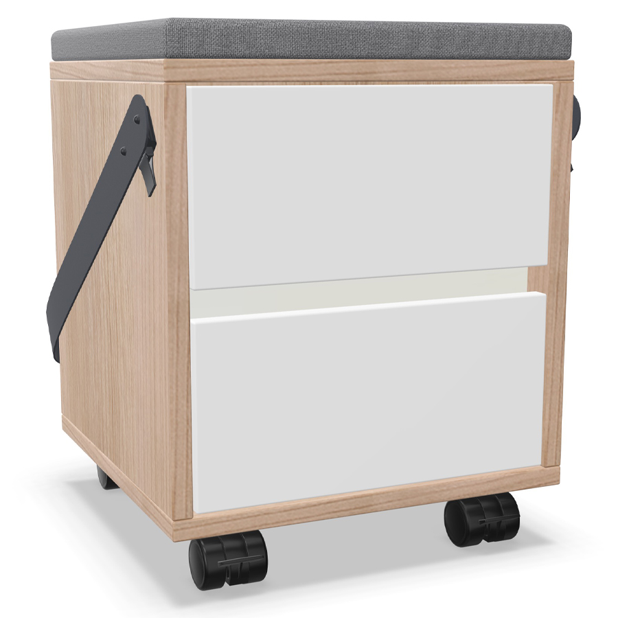 Palmberg Rollcontainer/Sitzhocker FIFFI - Griffmulde weiß