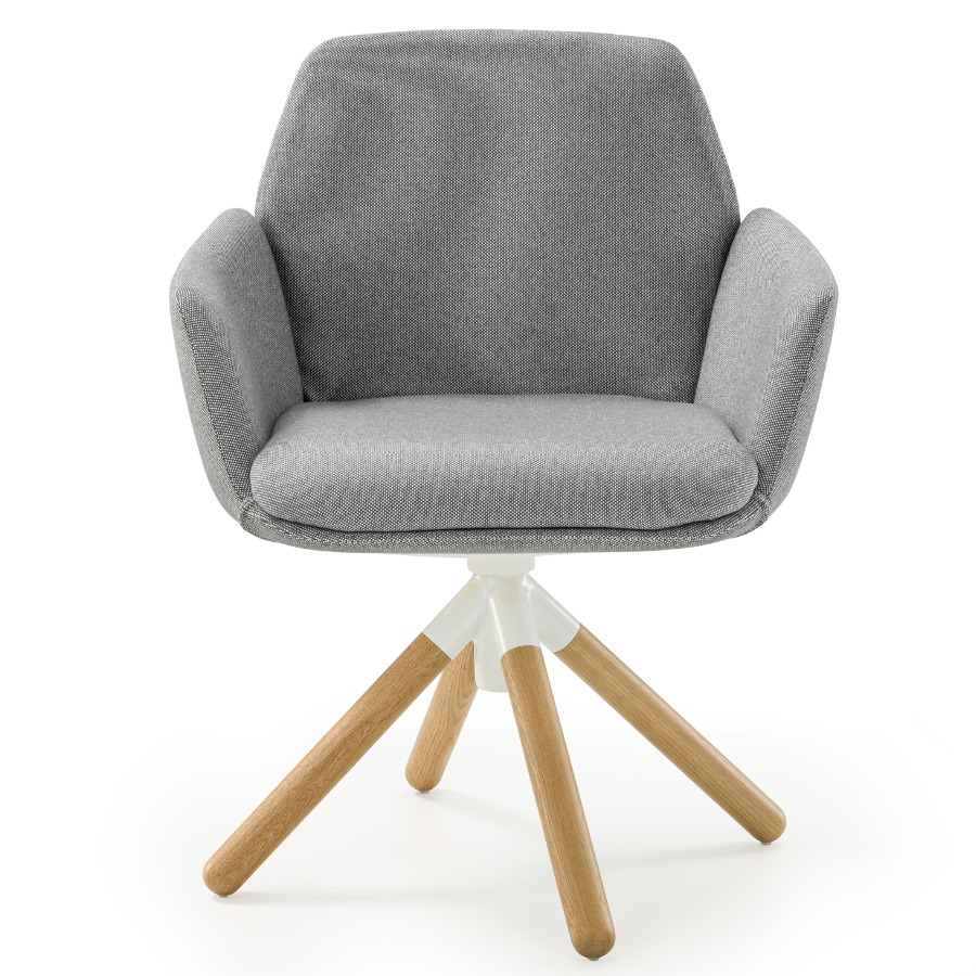 HAWORTH Poppy Konferenzstuhl Esszimmerstuhl grau mit Holzgestell- Vorderansicht