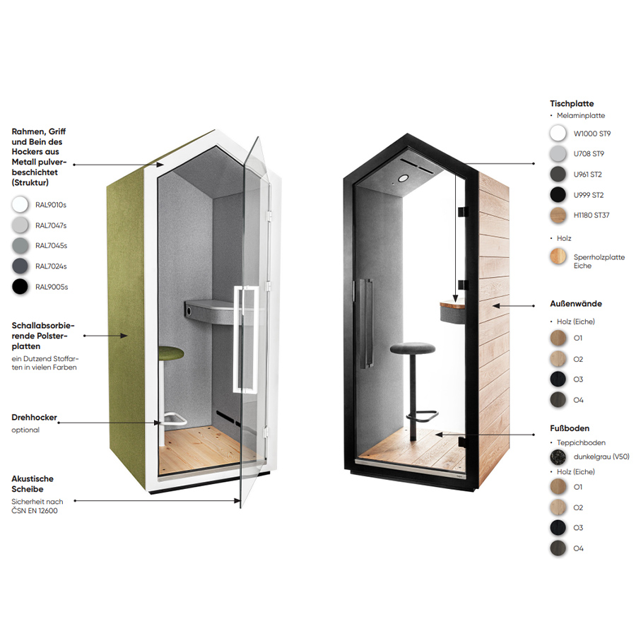 Bejot Treehouse Telefonbox Akustikkabine Wood Ausführungen