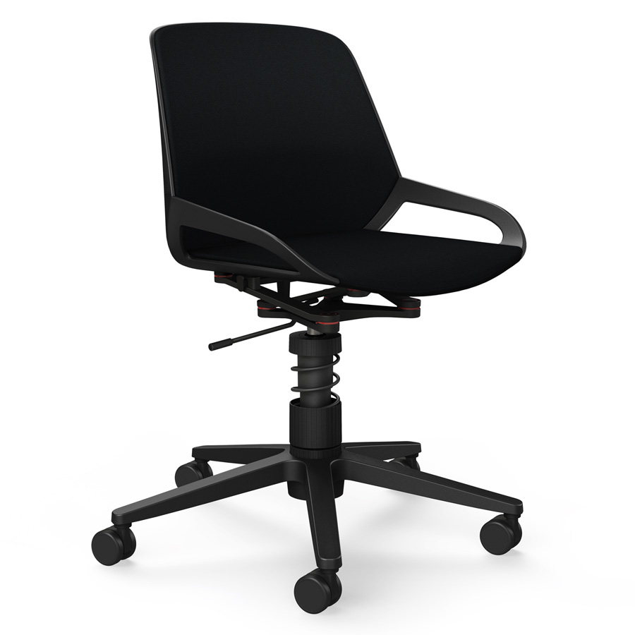 Aeris Numo Task mit Federbein schwarz - Fußkreuz mit Rollen - Sitz- u. Rückenpolster Cura schwarz