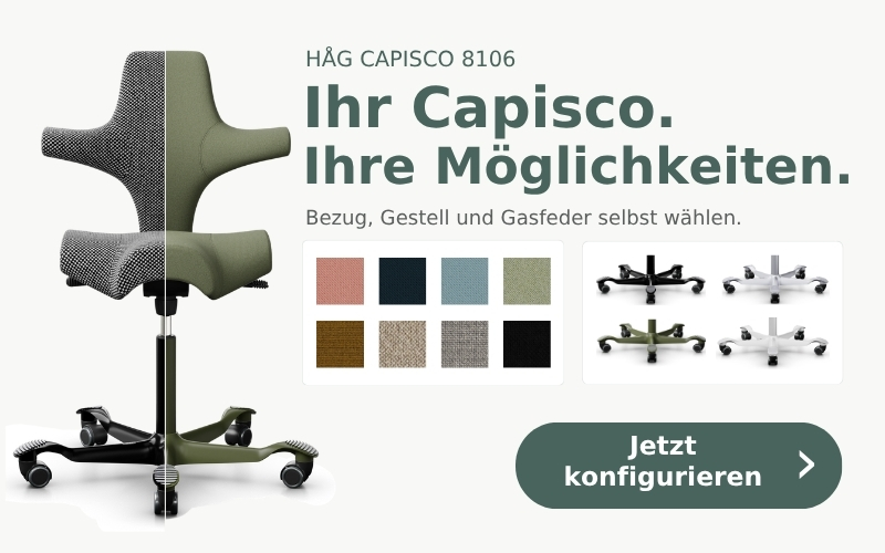 HÅG Capisco 8106 individuell konfigurieren – Bezug, Gestell und Gasfeder selbst wählen