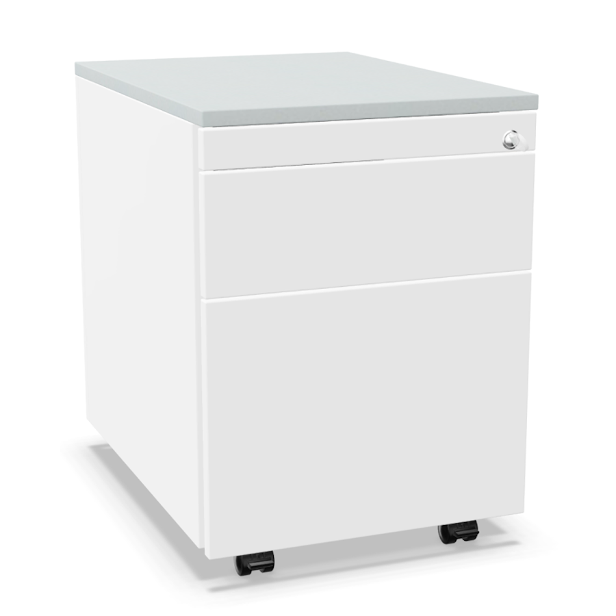 Palmberg Rollcontainer ORGA PLUS 3+6+1 weiß mit Abdeckplatte in perlgrau