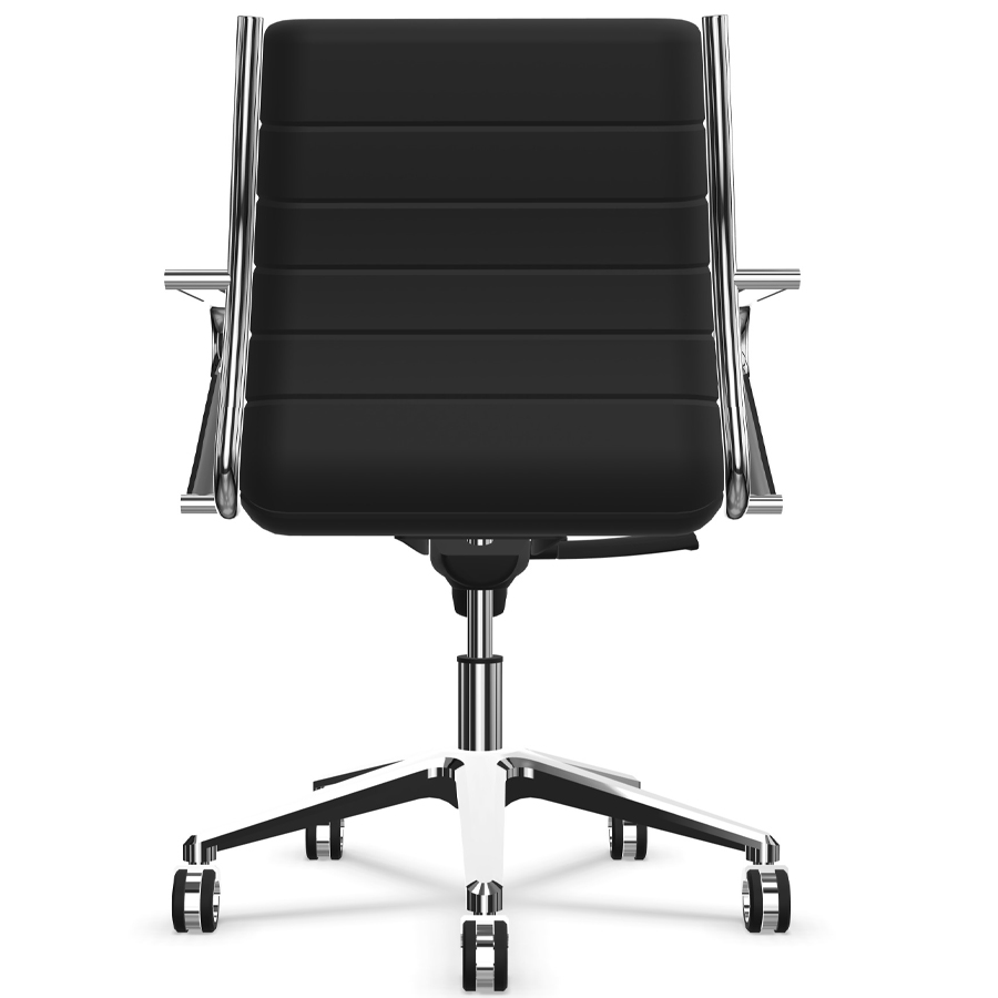 Sitland Classic Managerstuhl Leder schwarz mit Armlehnen - Rückansicht