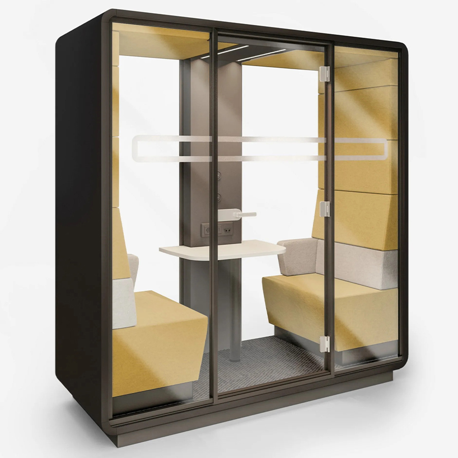 Hushoffice Hushmeet.S Akustikbox konfigurierbar in Wool Mustard und Wool Biscuit