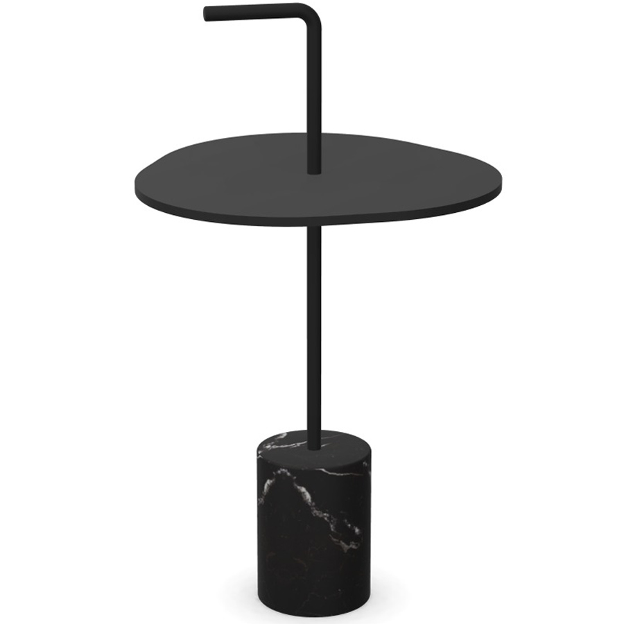 lapalma JEY Beistelltisch Fenix schwarz mit dreieckiger Platte, Marmorfuß und Griff
