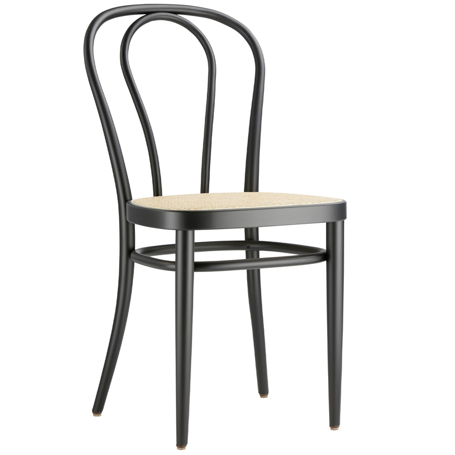 THONET 218 Bugholzstuhl Bistrostuhl schwarz mit Rohrgeflecht