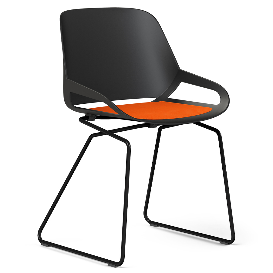 Aeris Numo Kufengestell schwarz - Sitzschale schwarz - Sitzkissen orange-rot