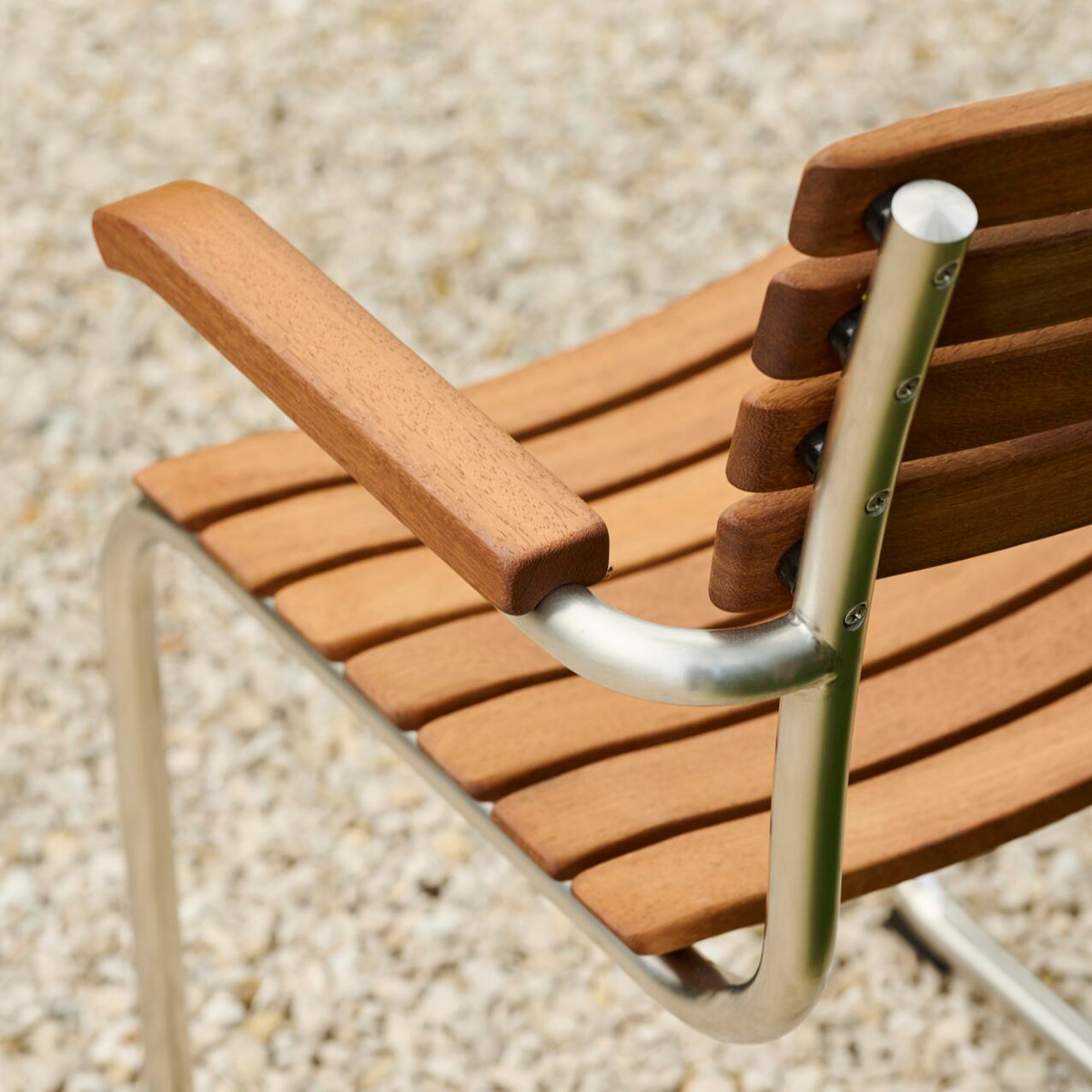 THONET S 40 F Gartenstuhl Stahlrohr-Freischwinger mit Armlehnen | Gestell verchromt