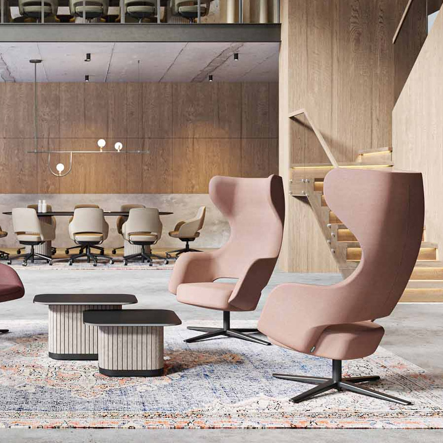 narbutas Sandie Loungesessel mit Fußkreuz in Schwarz Beispielbild