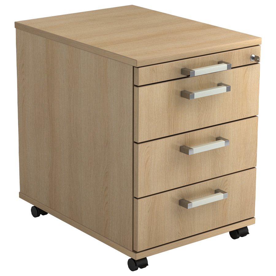 RWH Rollcontainer ROCK Eiche hell - Chromgriff Kunststoff