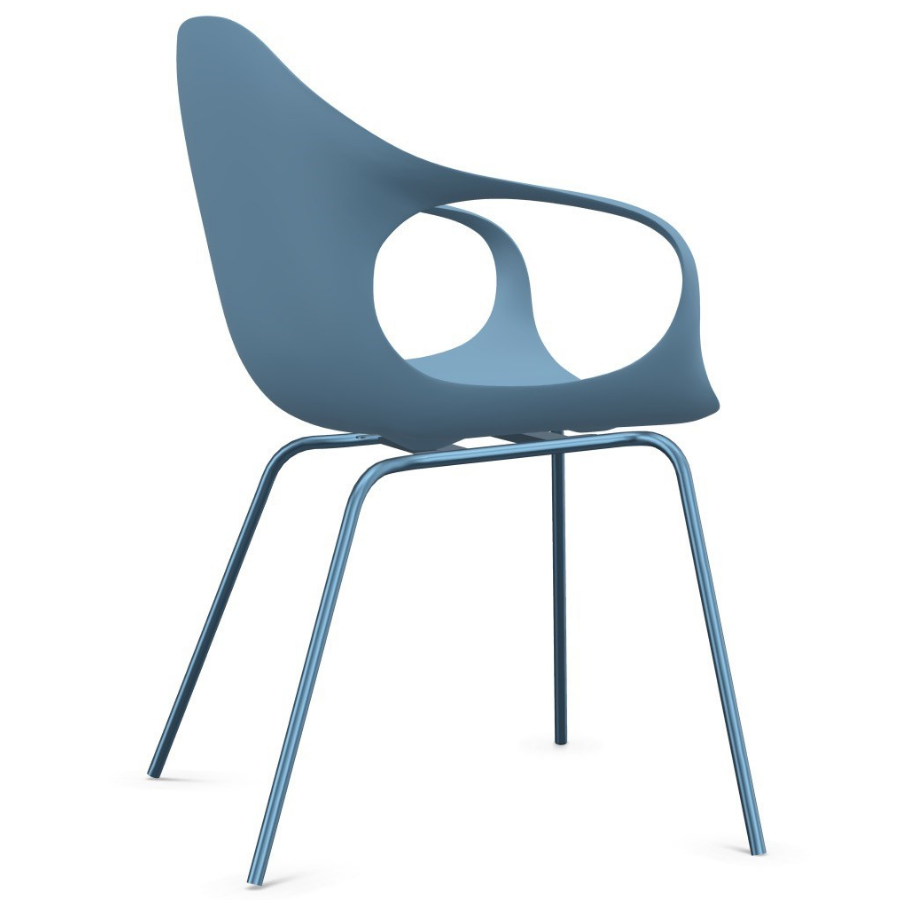 Kristalia ELEPHANT Stuhl mit Vierfußgestell Farbe blau - Seitenansicht