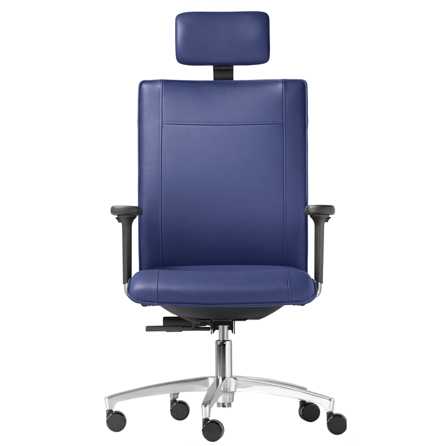 Dauphin Cento Miglia XXL - Bezug Leder blau mit Ergo-Nackenstütze - Front